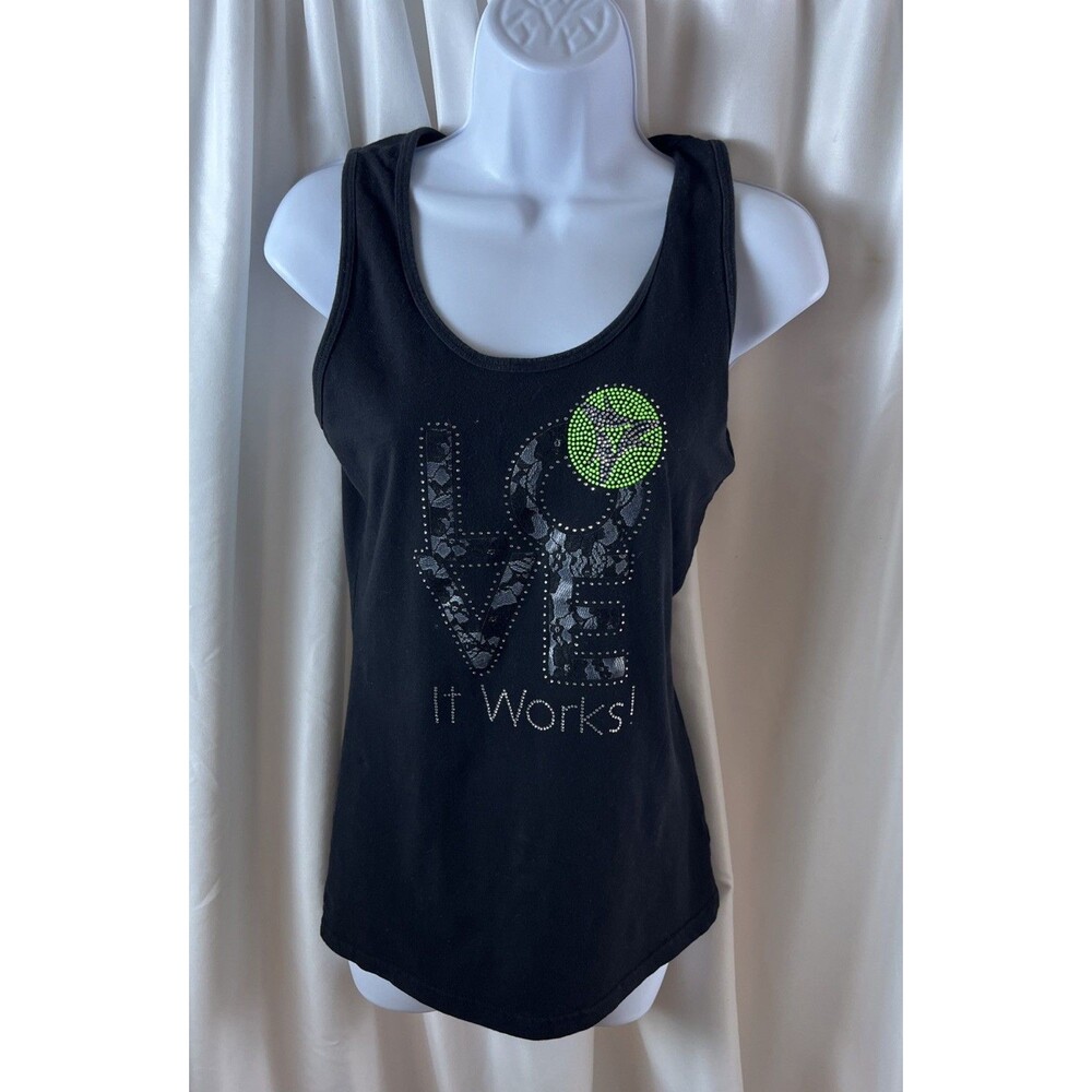 In Your Face Apparel Black Women’s Knit Tank Top Size S Love It Works Y2K Retro